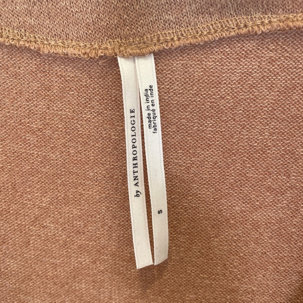 Anthropologie Twist Front V-Neck Crop Sweater Long Sleeve‎ Camel Brown Neutral S - Picture 3 of 7